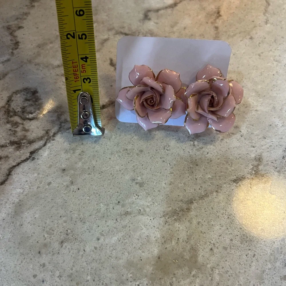 Elegant Pink Rose Earrings